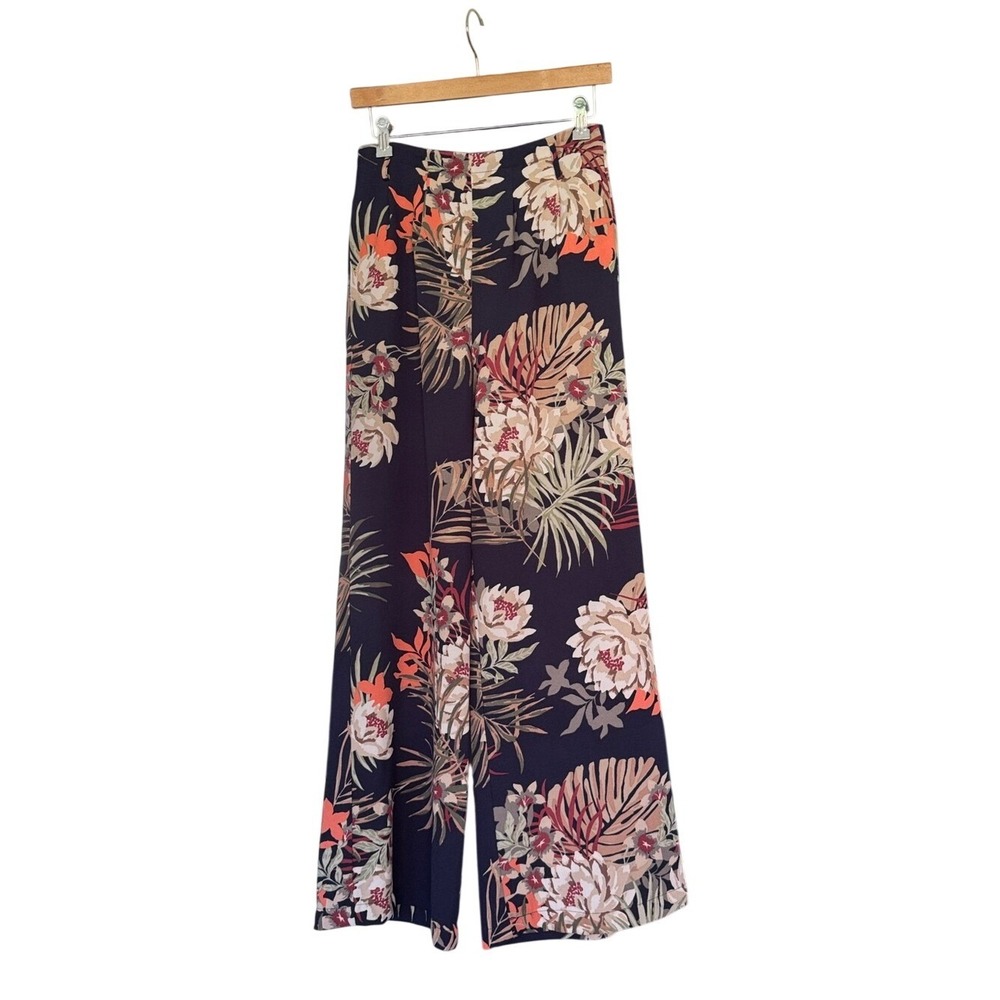 HYFVE HYFVE HYFVE Wide-Leg Floral Pants in Black with Coral & Cream‎ Blooms